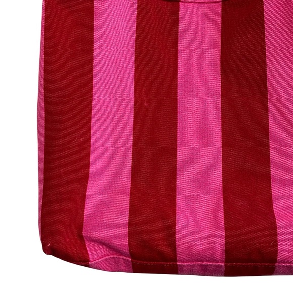Victoria's Secret Pink Red Striped Canvas Tote Bag Metallic Beach Travel Summer - Picture 8 of 16